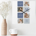 Modern Collage Photo & Blue Happy Fathers Day Gift Square Wall Clock<br><div class="desc">Modern Collage Photo & Blue Happy Fathers Day Gift is a personalized and thoughtful present to celebrate the special man in your life on Father's Day. The gift includes a beautifully designed collage photo frame with space for multiple pictures, allowing you to capture and display your favorite memories with your...</div>