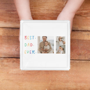 Modern Collage Photo Colourful Best Dad Ever Gift Acrylic Tray