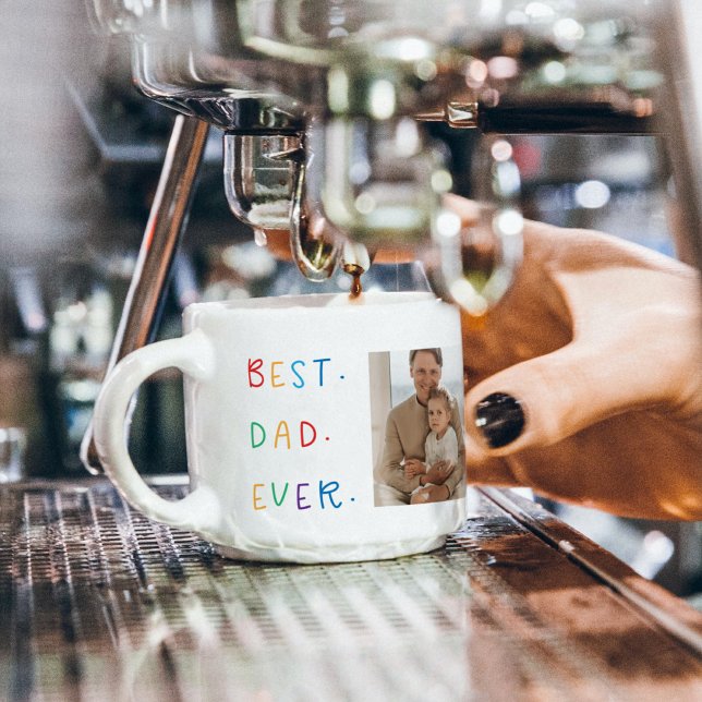 Modern Collage Photo Colourful Best Dad Ever Gift Espresso Cup (Creator Uploaded)