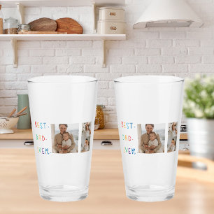 Modern Collage Photo Colourful Best Dad Ever Gift Glass