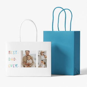 Modern Collage Photo Colourful Best Dad Ever Gift Large Gift Bag