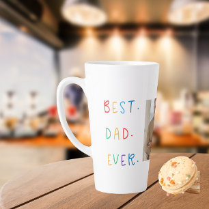 Modern Collage Photo Colourful Best Dad Ever Gift Latte Mug
