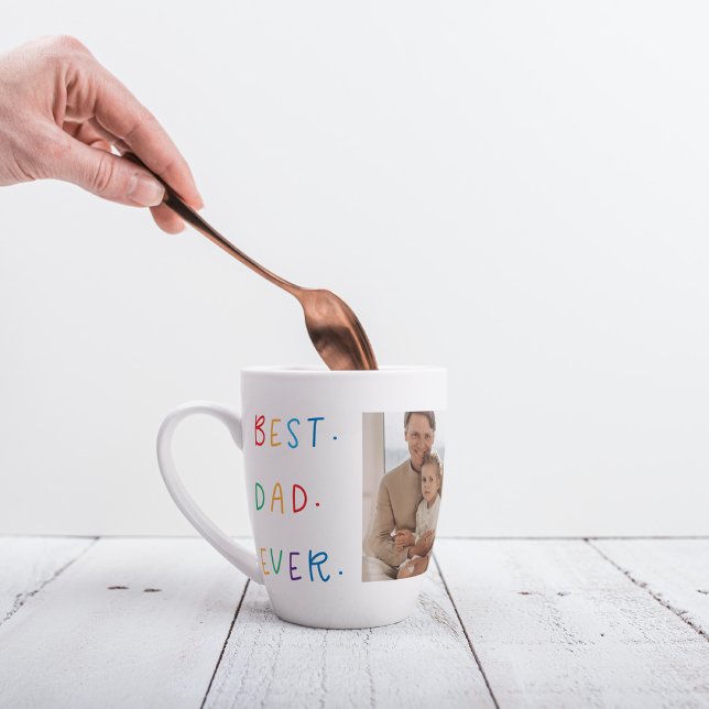 Modern Collage Photo Colourful Best Dad Ever Gift Latte Mug (Creator Uploaded)