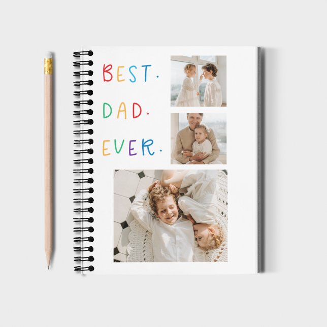 Modern Collage Photo Colourful Best Dad Ever Gift Notebook (Creator Uploaded)