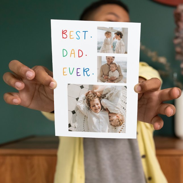 Modern Collage Photo Colourful Best Dad Ever Gift Thank You Card (Creator Uploaded)