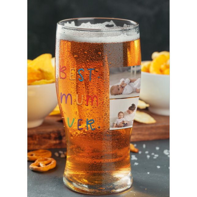 Modern Collage Photo & Colourful Best Mum Ever Gif Glass (Creator Uploaded)