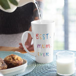 Modern Collage Photo & Colourful Best Mum Ever Gif Latte Mug<br><div class="desc">A modern collage photo and colourful "Best Mum Ever" gift is a thoughtful and personalised present for any mother. The collage photo is a collection of various pictures that have been artfully arranged to form a cohesive and visually appealing composition. These photos may feature cherished memories, family members, and special...</div>
