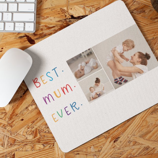 Modern Collage Photo & Colourful Best Mum Ever Gif Mouse Mat (Creator Uploaded)