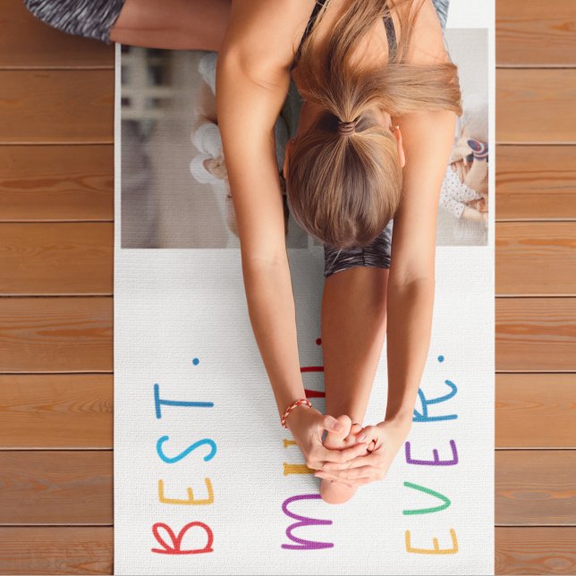 Modern Collage Photo & Colourful Best Mum Ever Gif Yoga Mat (Creator Uploaded)