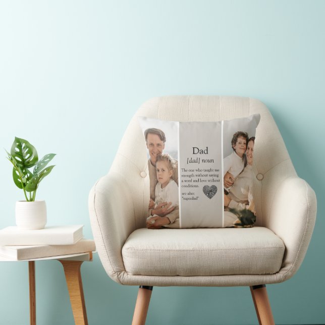 Modern Collage Photo | Dad Definition Throw Pillow (Chair)