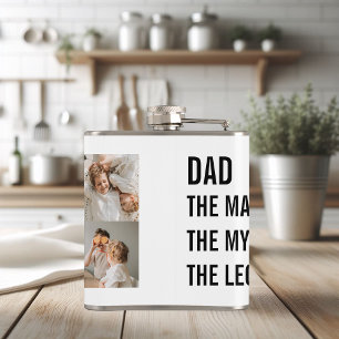 Modern Collage Photo Dad Gift Hip Flask