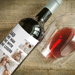 Modern Collage Photo   Dad Gift Wine Label