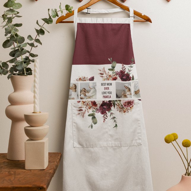 Modern Collage Photo Flowers Frame Best Mum Gift Apron (Creator Uploaded)