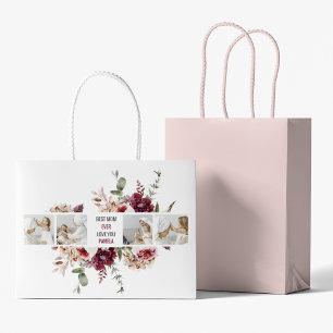 Modern Collage Photo Flowers Frame Best Mum Gift Large Gift Bag