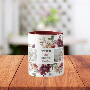 Modern Collage Photo Flowers Frame Best Mum Gift Mug