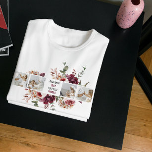 Modern Collage Photo Flowers Frame Best Mum Gift T-Shirt