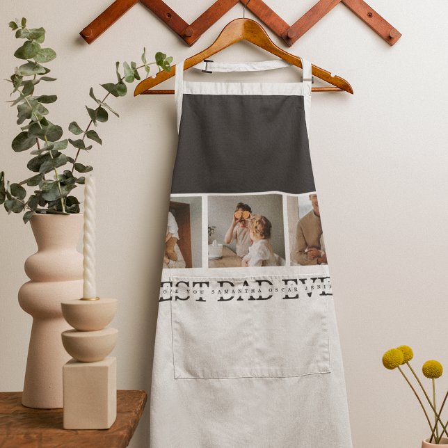 Modern Collage Photo & Grey Best Dad Ever Gift Apron (Creator Uploaded)