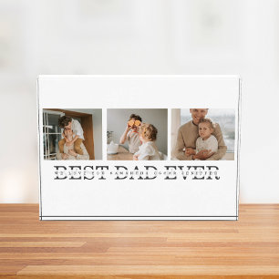Modern Collage Photo & Grey Best Dad Ever Gift Block