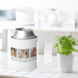 Modern Collage Photo & Grey Best Dad Ever Gift Can Cooler