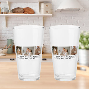 Modern Collage Photo & Grey Best Dad Ever Gift Glass