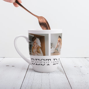 Modern Collage Photo & Grey Best Dad Ever Gift Latte Mug