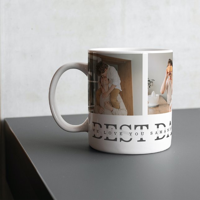 Modern Collage Photo & Grey Best Dad Ever Gift Mug (Creator Uploaded)