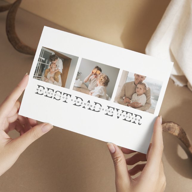 Modern Collage Photo & Grey Best Dad Ever Gift Postcard (Creator Uploaded)