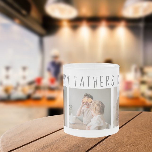 Modern Collage Photo & Happy Fathers Day Best Gift Frosted Glass Coffee Mug (Creator Uploaded)