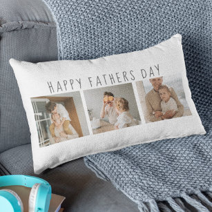 Modern Collage Photo & Happy Fathers Day Best Gift Lumbar Cushion