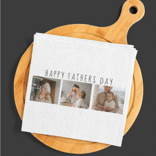 Modern Collage Photo & Happy Fathers Day Best Gift Tea Towel