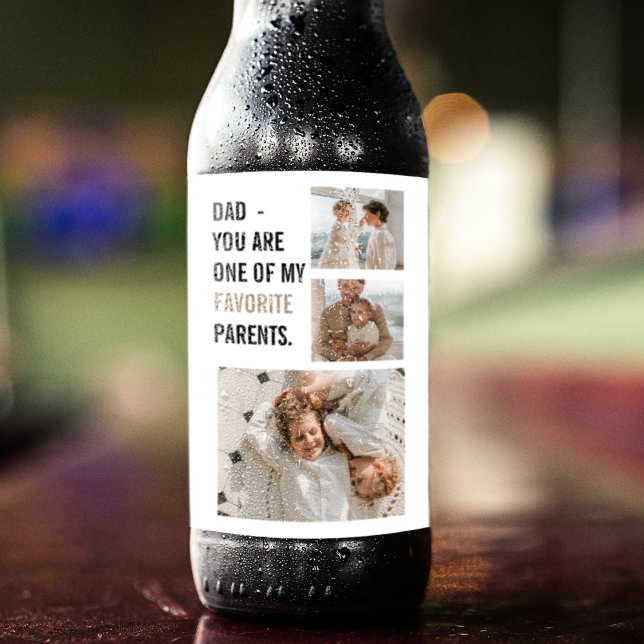Modern Collage Photo & Happy Fathers Day Gift Beer Bottle Label (Creator Uploaded)