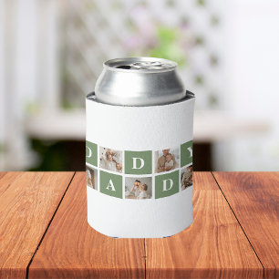 Modern Collage Photo & Happy Fathers Day Gift Can Cooler