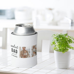 Modern Collage Photo Happy  Fathers Day Gift Can Cooler