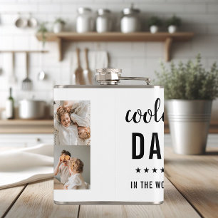 Modern Collage Photo Happy  Fathers Day Gift Hip Flask