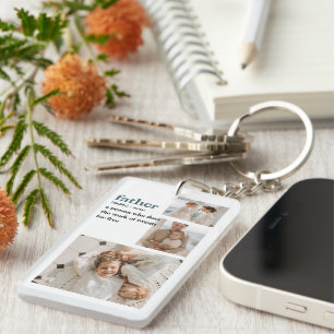 Modern Collage Photo Happy Fathers Day Gift Key Ring