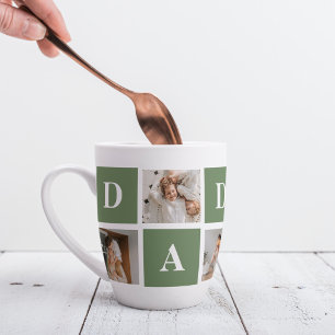 Modern Collage Photo & Happy Fathers Day Gift Latte Mug