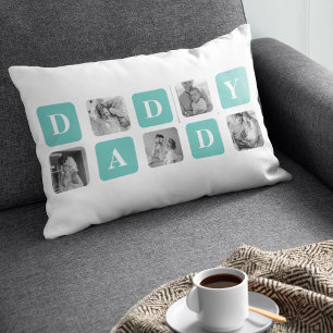 Modern Collage Photo  Happy Fathers Day Gift Lumbar Cushion