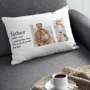 Modern Collage Photo Happy Fathers Day Gift Lumbar Cushion