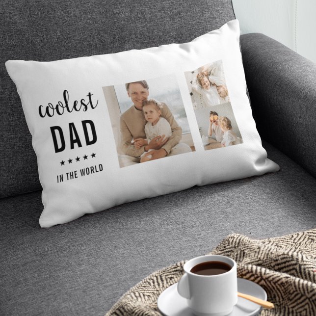 Modern Collage Photo Happy  Fathers Day Gift Lumbar Cushion (Creator Uploaded)