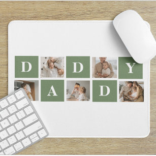 Modern Collage Photo & Happy Fathers Day Gift Mouse Mat