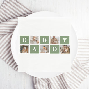 Modern Collage Photo & Happy Fathers Day Gift Napkin