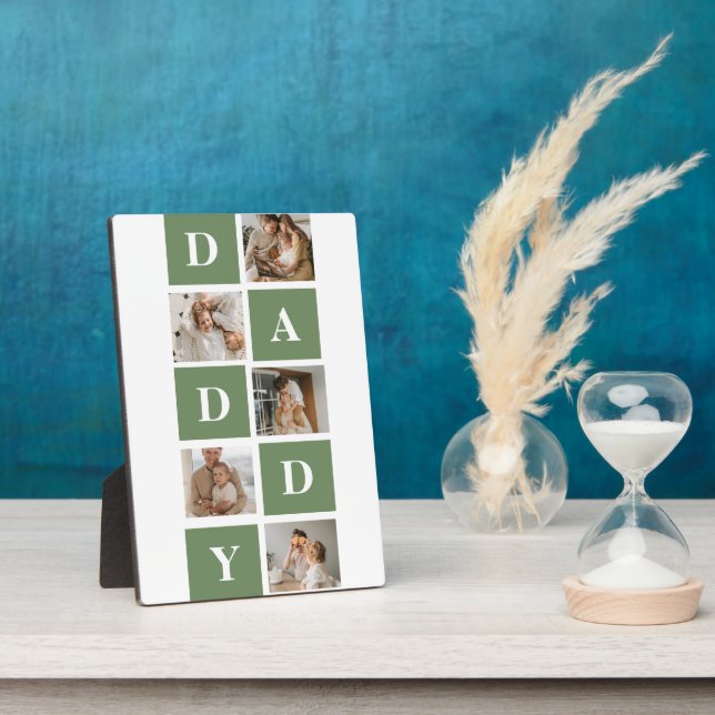 Modern Collage Photo & Happy Fathers Day Gift Plaque (Side)
