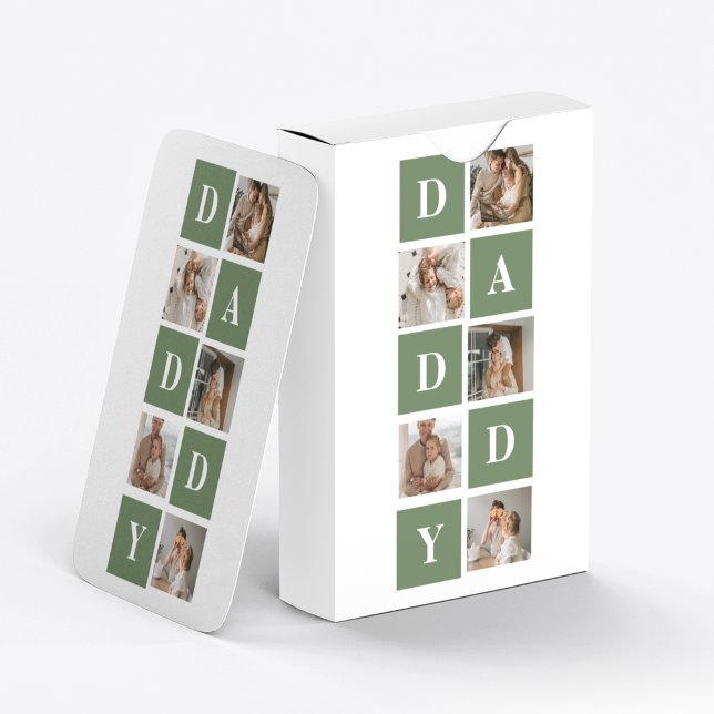 Modern Collage Photo & Happy Fathers Day Gift Playing Cards (Creator Uploaded)