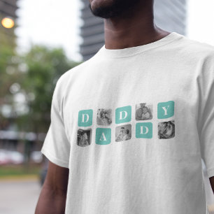 Modern Collage Photo Happy Fathers Day Gift T-Shirt
