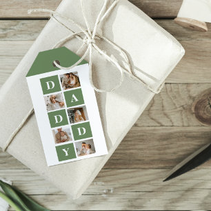 Modern Collage Photo & Happy Fathers Day Gift Tags