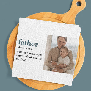 Modern Collage Photo Happy Fathers Day Gift Tea Towel