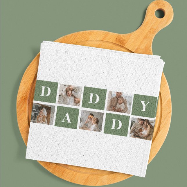 Modern Collage Photo & Happy Fathers Day Gift Tea Towel (Creator Uploaded)