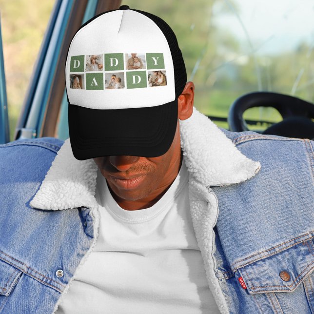 Modern Collage Photo & Happy Fathers Day Gift Trucker Hat (Creator Uploaded)