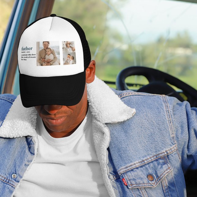 Modern Collage Photo Happy Fathers Day Gift Trucker Hat (Creator Uploaded)