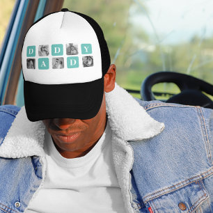 Modern Collage Photo Happy Fathers Day Gift Trucker Hat